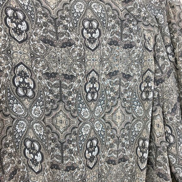 CJ Banks Women's V-Neck Tunic Top Size X Gray Lined Elastic Smocked Waistband - Picture 8 of 8